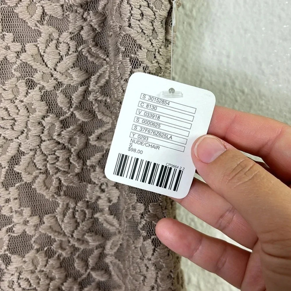 NWT Free People Ombre Foil Lace Fit & Flare Mini Dress Size S Cream Gold - Picture 9 of 16